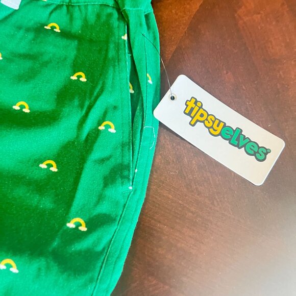 st‎ patrick day Mens Green Shorts With Rainbow Print Design By Tipsy Elves - Picture 6 of 8